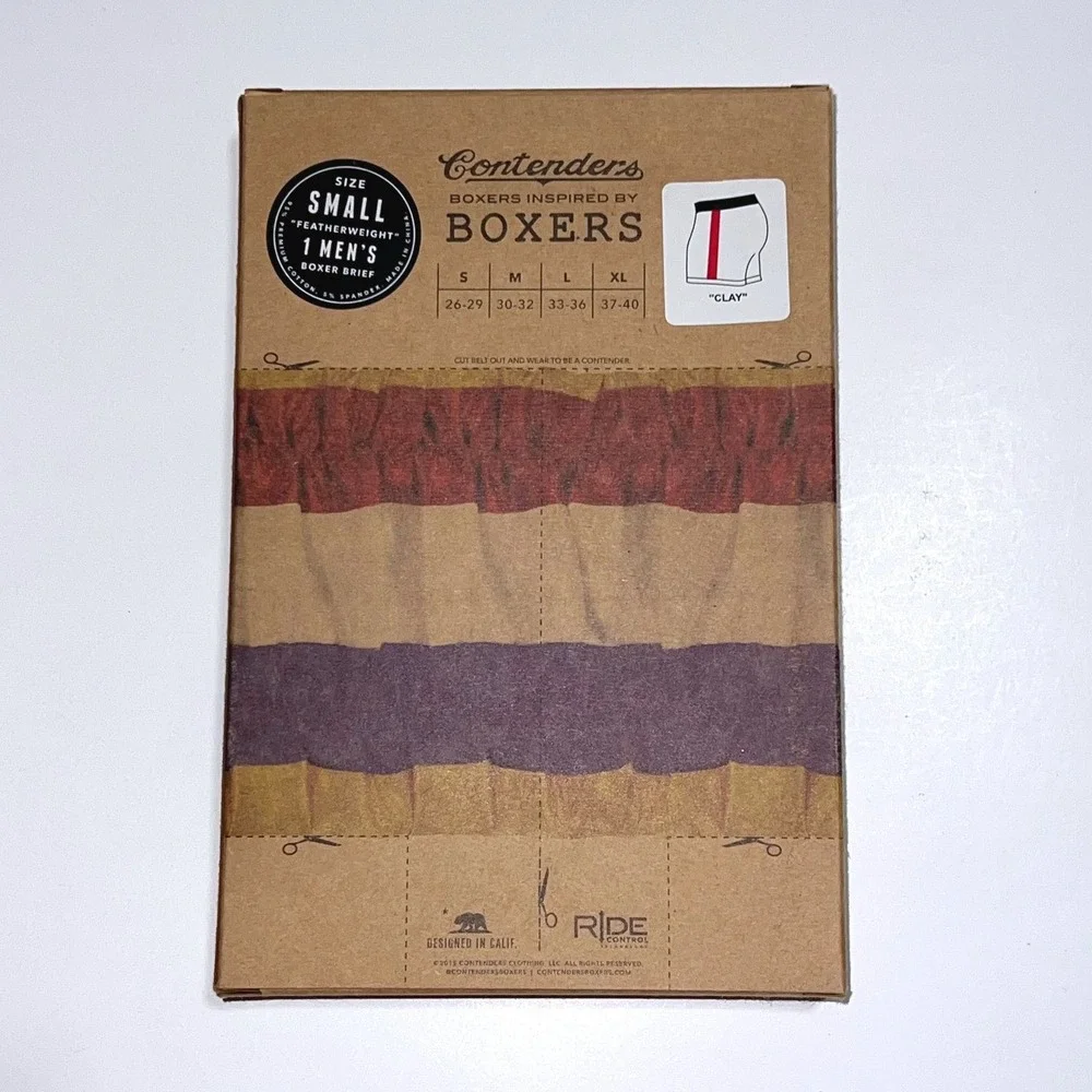 Contenders Mens Boxer Briefs Small White Red Side Stripe Clay Featherweight NEW - Picture 10 of 10